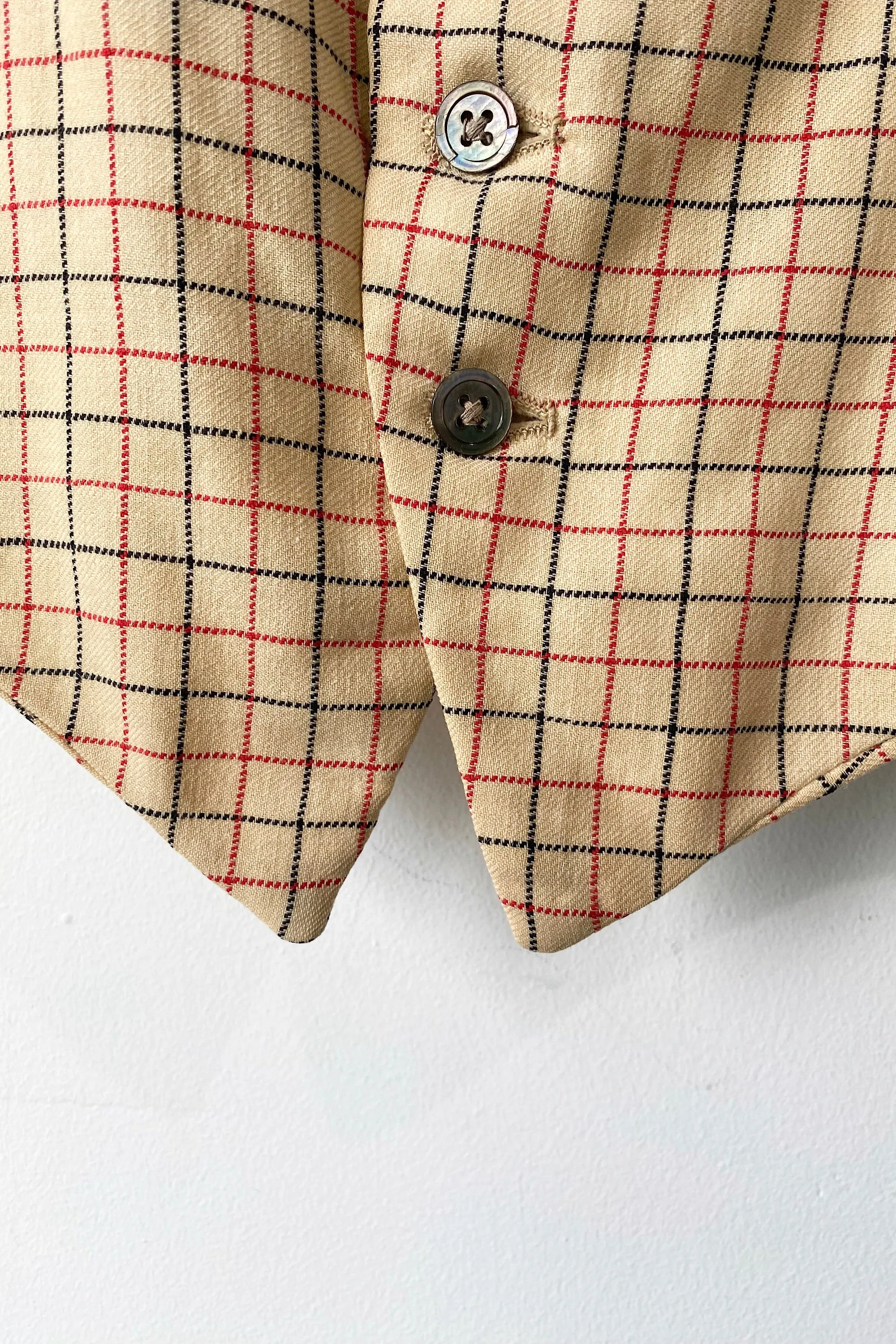 Vintage Trimmingham’s Cream Navy Red Grid Vest