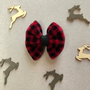 Vintage velvet Buffalo Plaid Bow - 2.5 inch fan