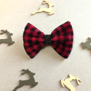 Vintage velvet Buffalo Plaid Bow - 3 inch
