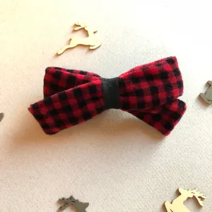 Vintage velvet Buffalo Plaid Bow - 4 inch River bow