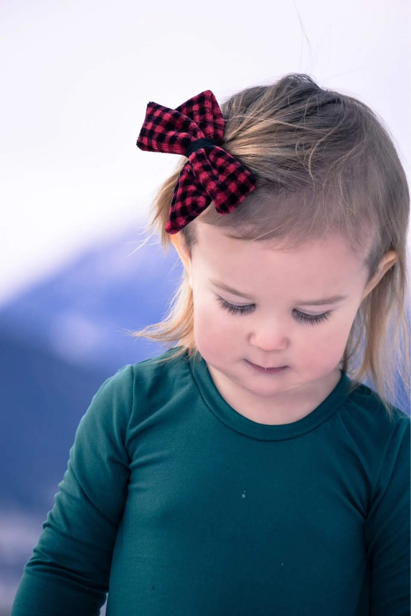 Vintage velvet Buffalo Plaid Bow - 4 inch River bow
