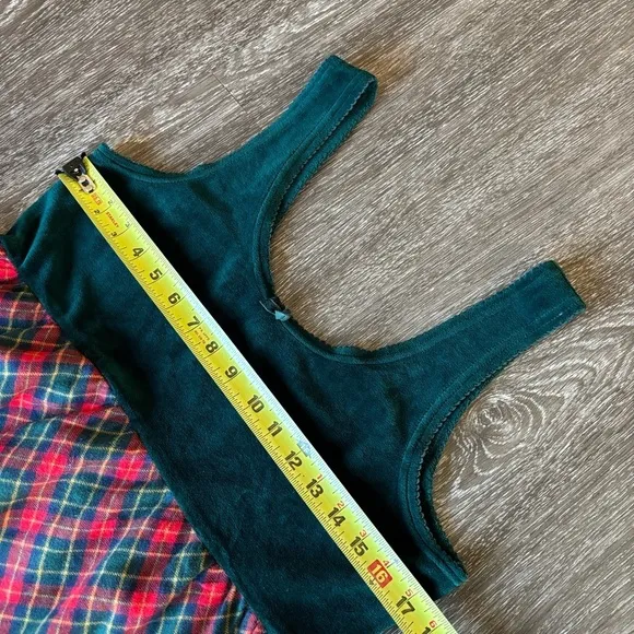 Vintage Victoria’s Secret Country flannel velour night dress. Green/plaid. LARGE