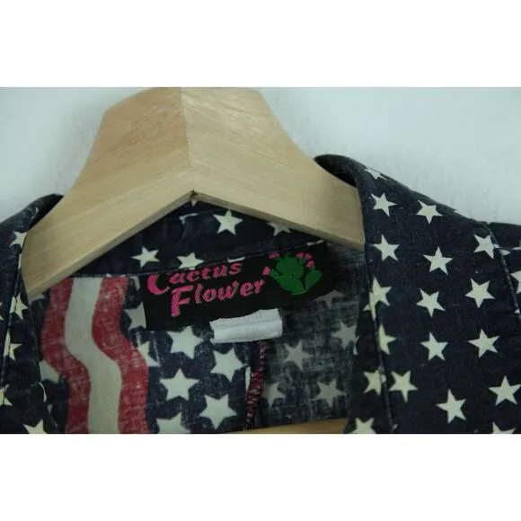 Vintage Women's Large Top Patriotic Western Tiered Midi Skirt Boho 90s Cowgirl