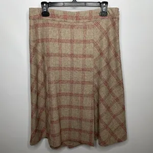 Vintage Y2K Banana Republic Beige Red Plaid Wool Blend A-line Skirt