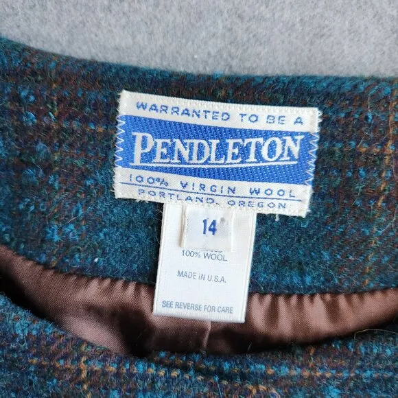 Vintage'90s Pendleton 100% Wool Atomic Fleck Jacket Button Blue Green Plaid