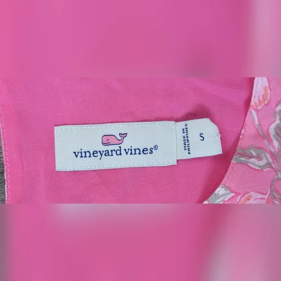 Vinyard Vines Oleander Tiered Long Sleeved Mini Dress Women's S Pink Floral Boho