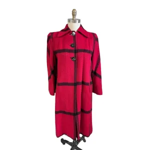 VTG 1940s Swing Coat Red Black Womens L/ XLRAND OF CALIFORNIA EXCLUSIVE DESIGN