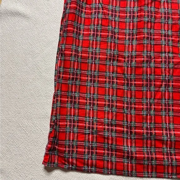 VTG 80s Red Plaid Cotton Flannel Lady Ronte Maxi Night Gown XL