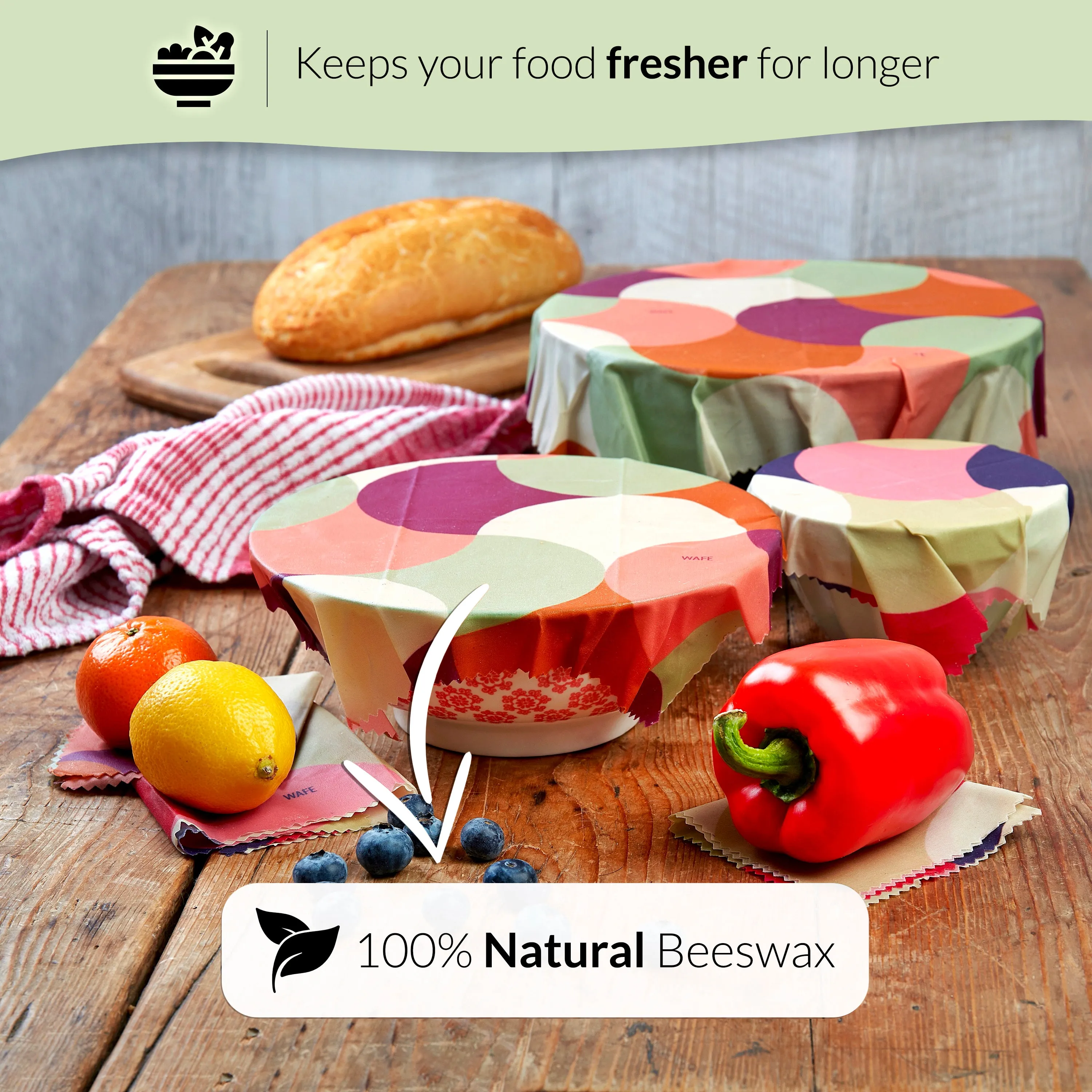 WAFE - Reusable Beeswax Wraps - Beehive Edition - Pack of 6 3
