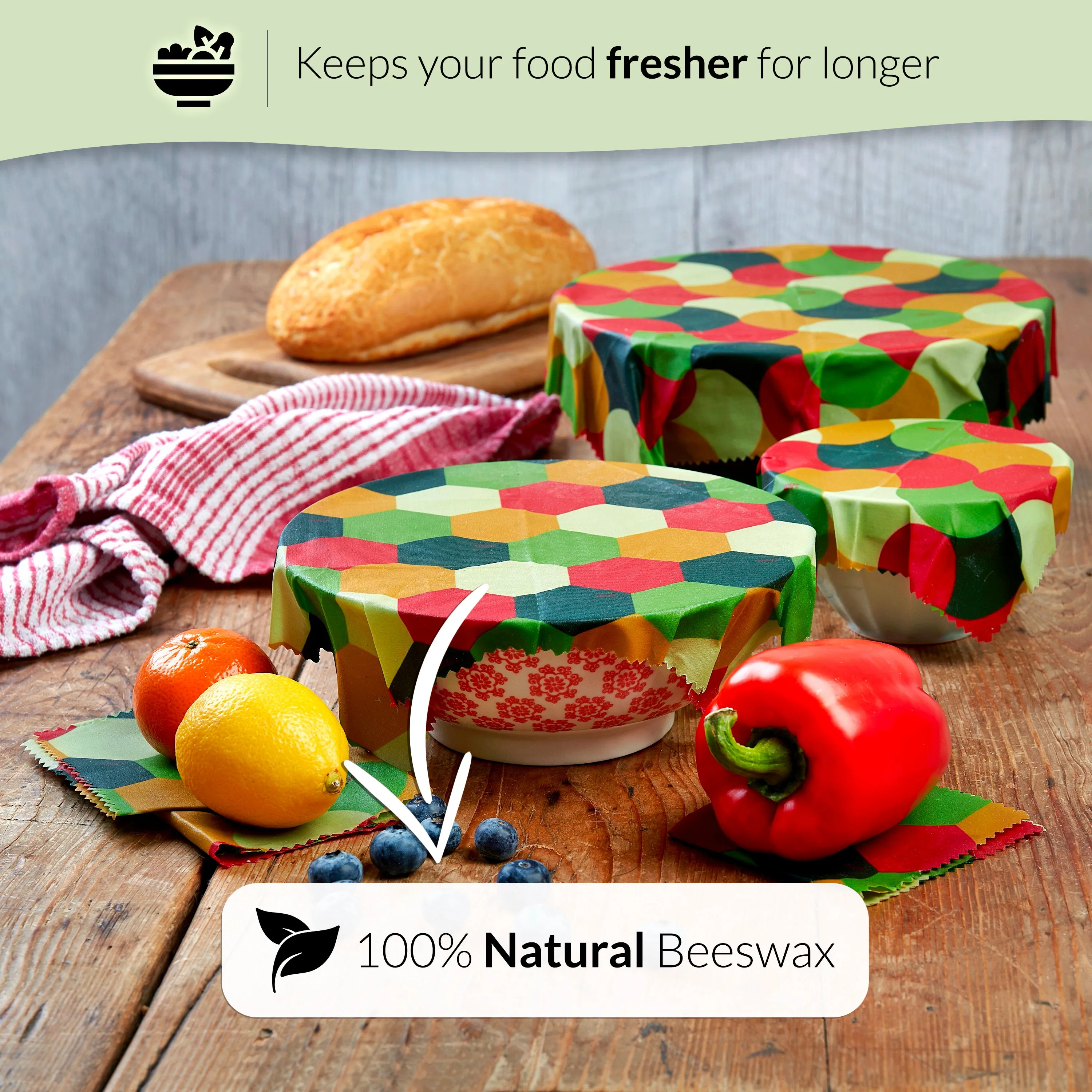 WAFE - Reusable Beeswax Wraps - Fruity Edition - Pack of 6 3