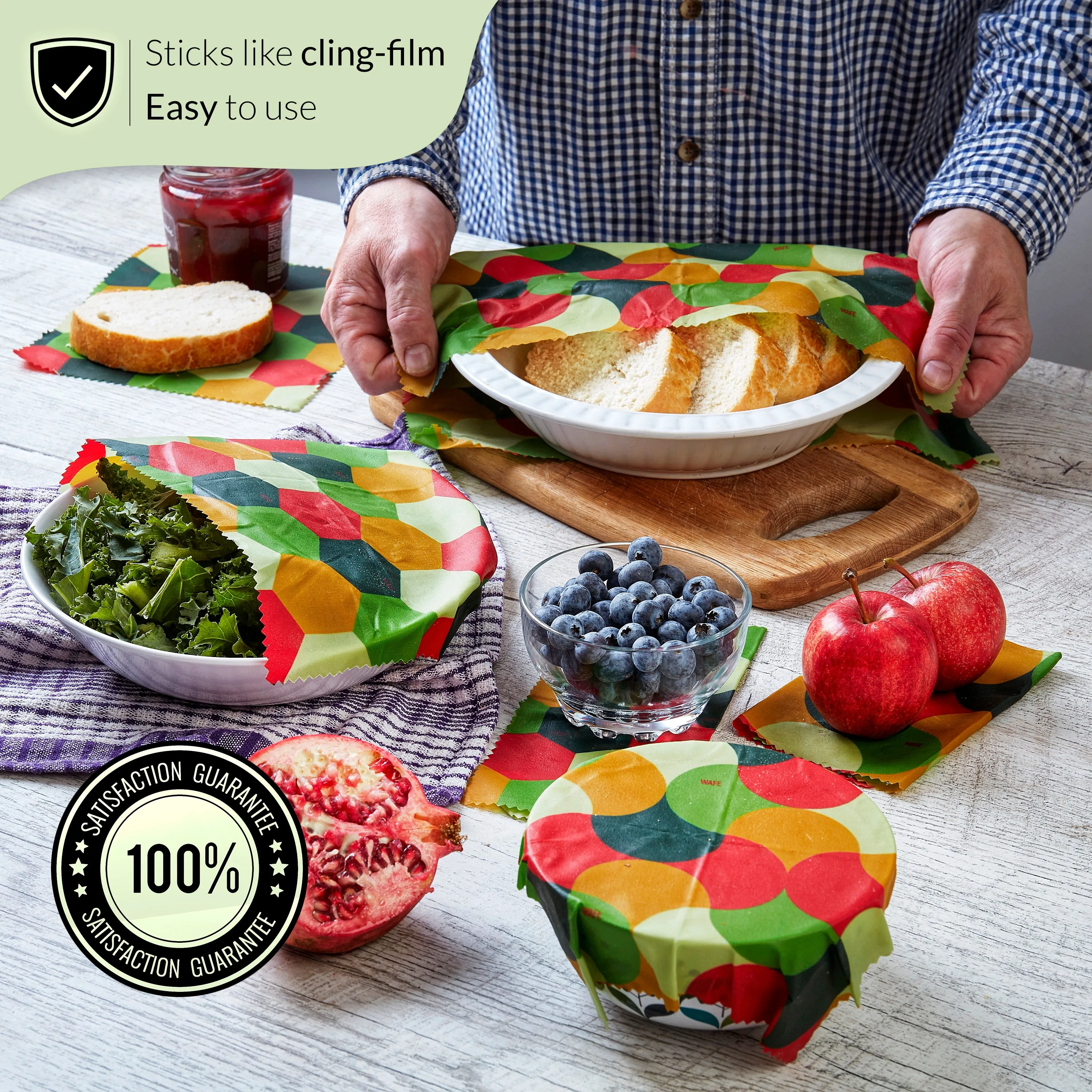 WAFE - Reusable Beeswax Wraps - Fruity Edition - Pack of 6 3