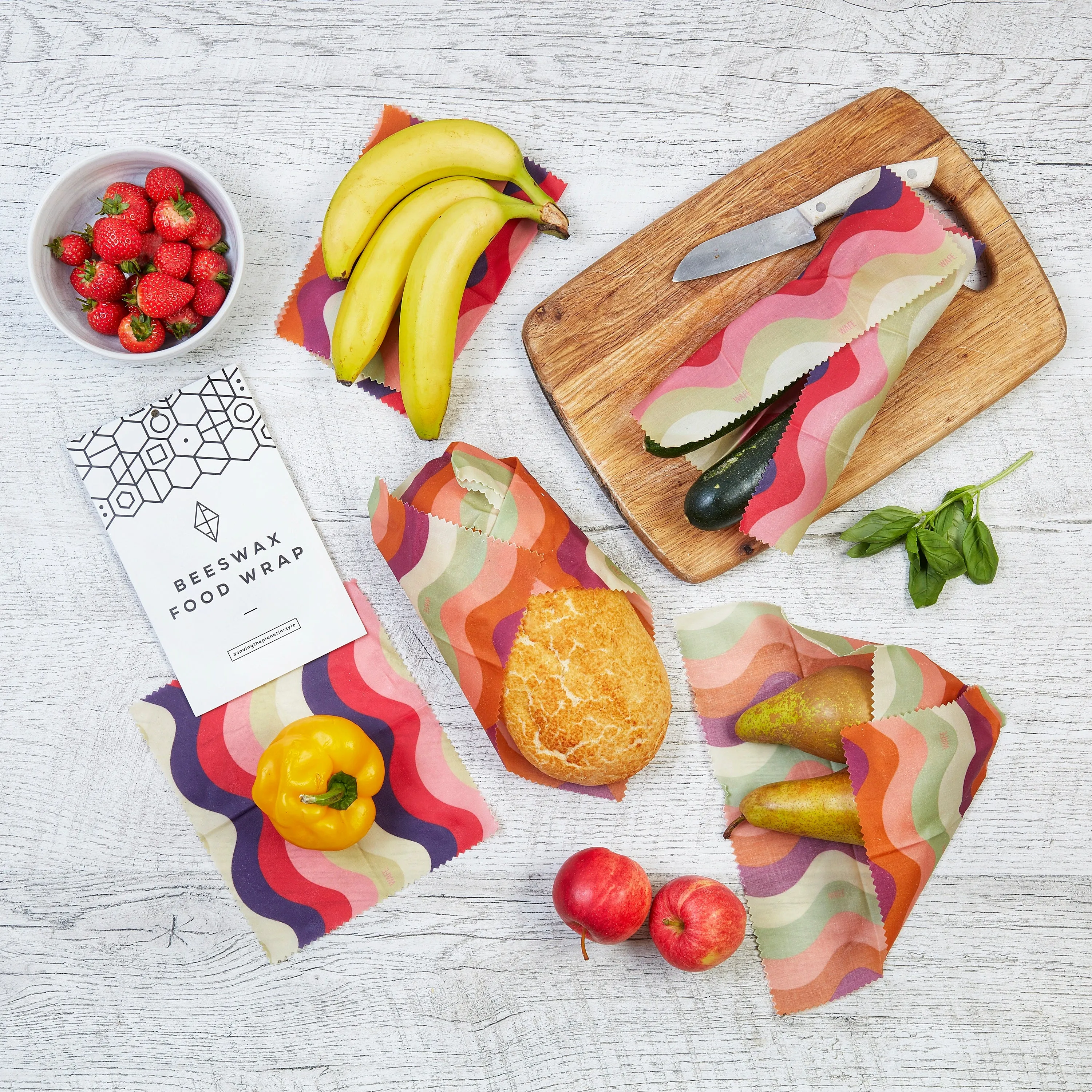 WAFE - Reusable Beeswax Wraps - Wave Edition - Pack of 6 3