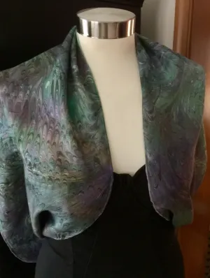 Water marbled Infinity Scarf/Shrug Silk