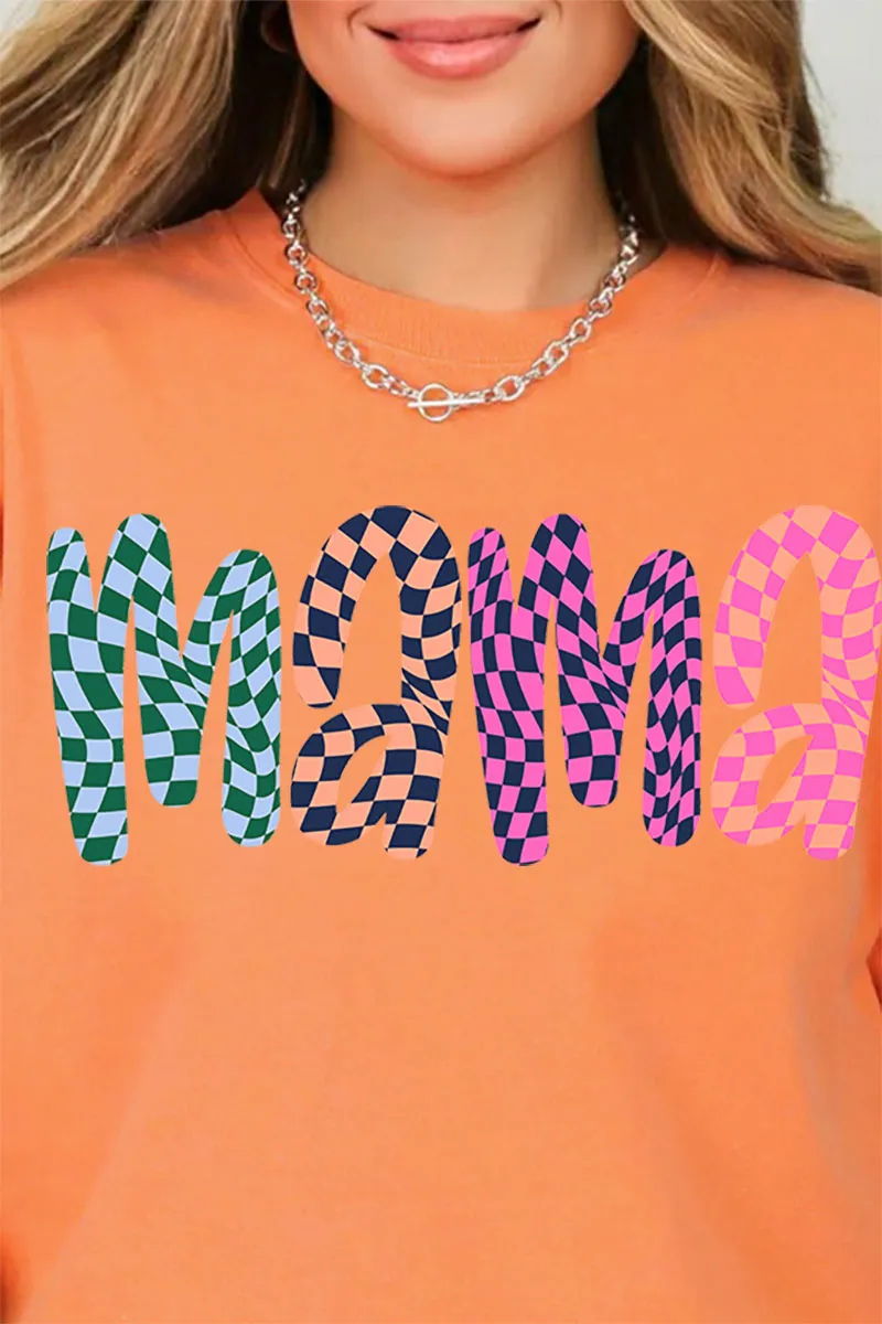 Wavy Checkered Mama Comfort Colors Adult Ring-Spun Cotton Tee
