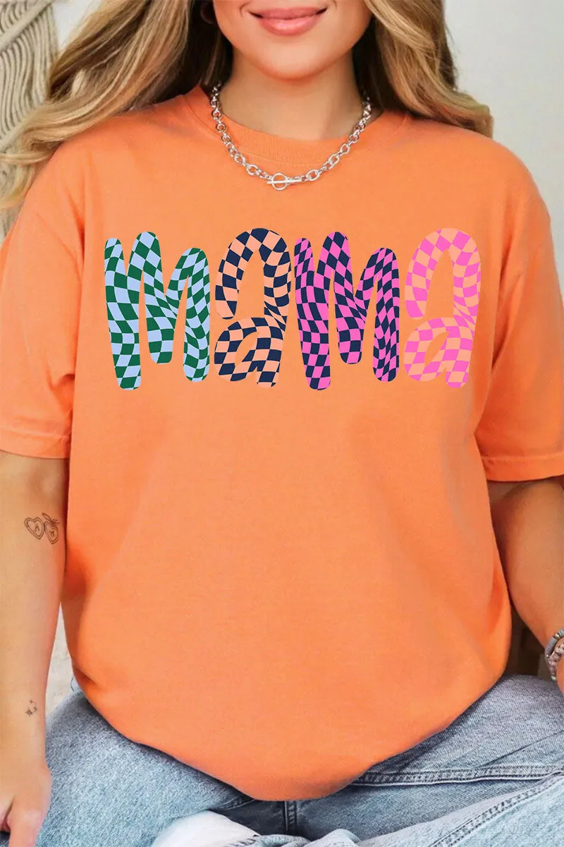 Wavy Checkered Mama Comfort Colors Adult Ring-Spun Cotton Tee