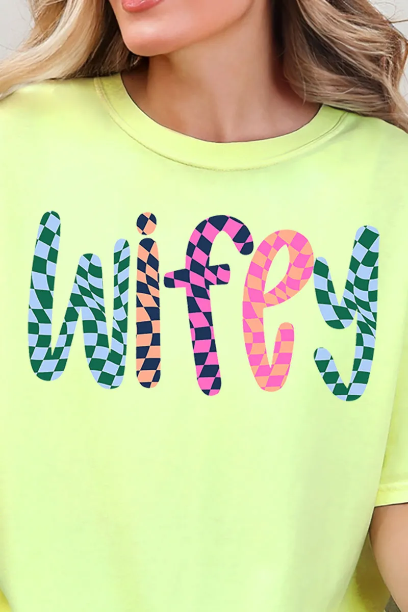 Wavy Checkered Wifey Comfort Colors Adult Ring-Spun Cotton Tee