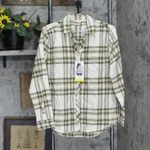 Weatherproof Vintage Long-Sleeve Lightweight Plaid Flannel Shirt Green S