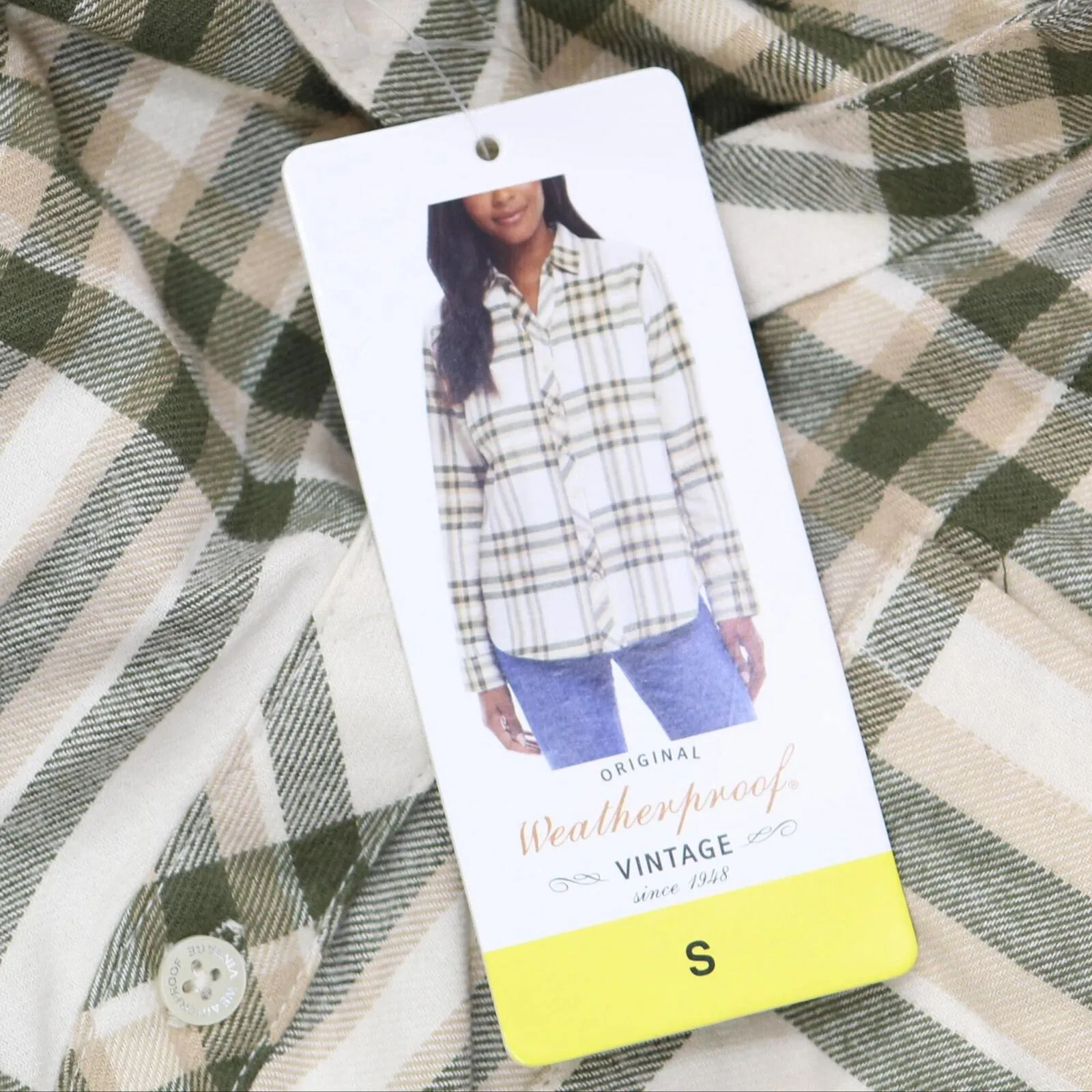 Weatherproof Vintage Long-Sleeve Lightweight Plaid Flannel Shirt Green S