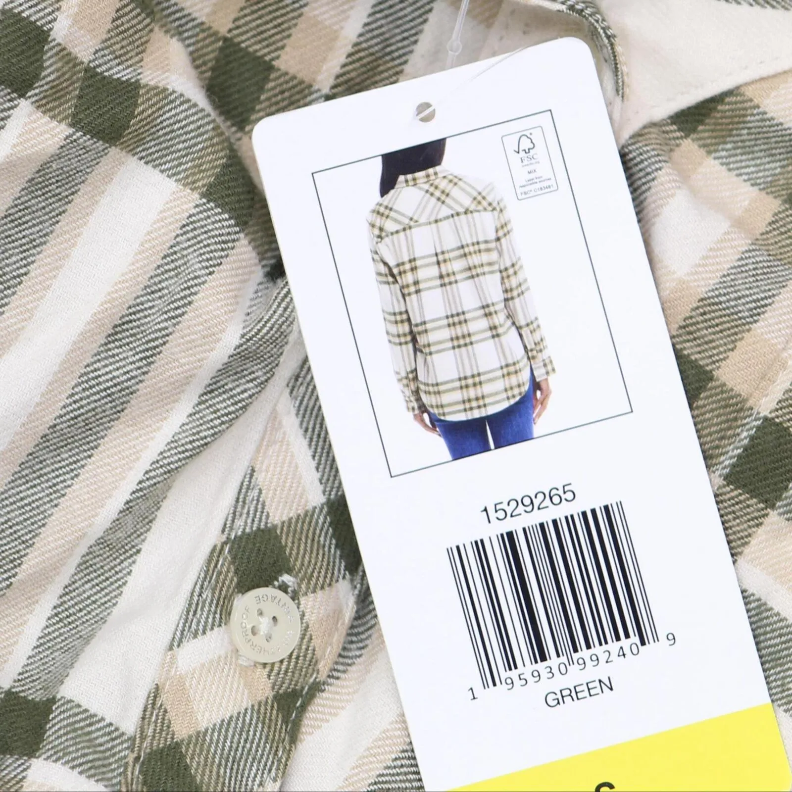 Weatherproof Vintage Long-Sleeve Lightweight Plaid Flannel Shirt Green S