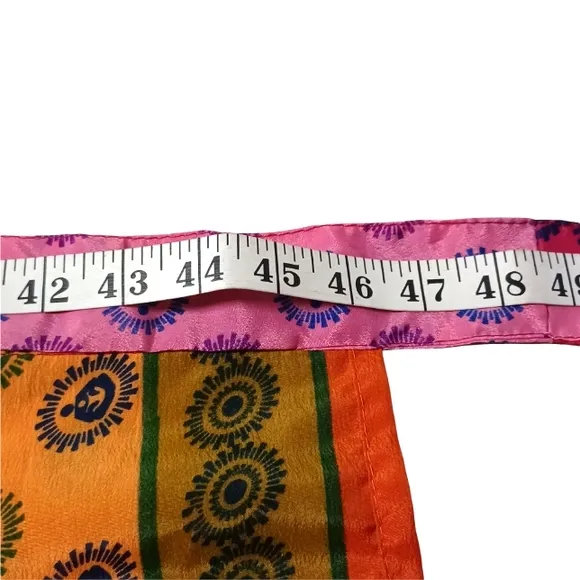WEBEZ Indian Reversible Sari Art Silk Multi Color Wrap Small Skirt NWT