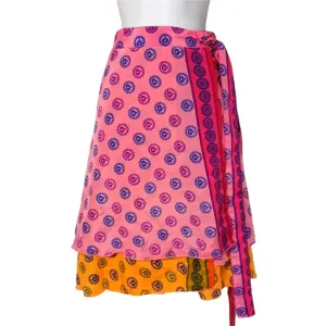 WEBEZ Indian Reversible Sari Art Silk Multi Color Wrap Small Skirt NWT