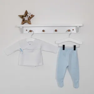 White & Blue Wrap-over Set