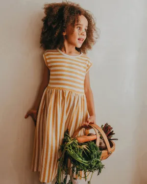 Wide Stripe Mustard Dress