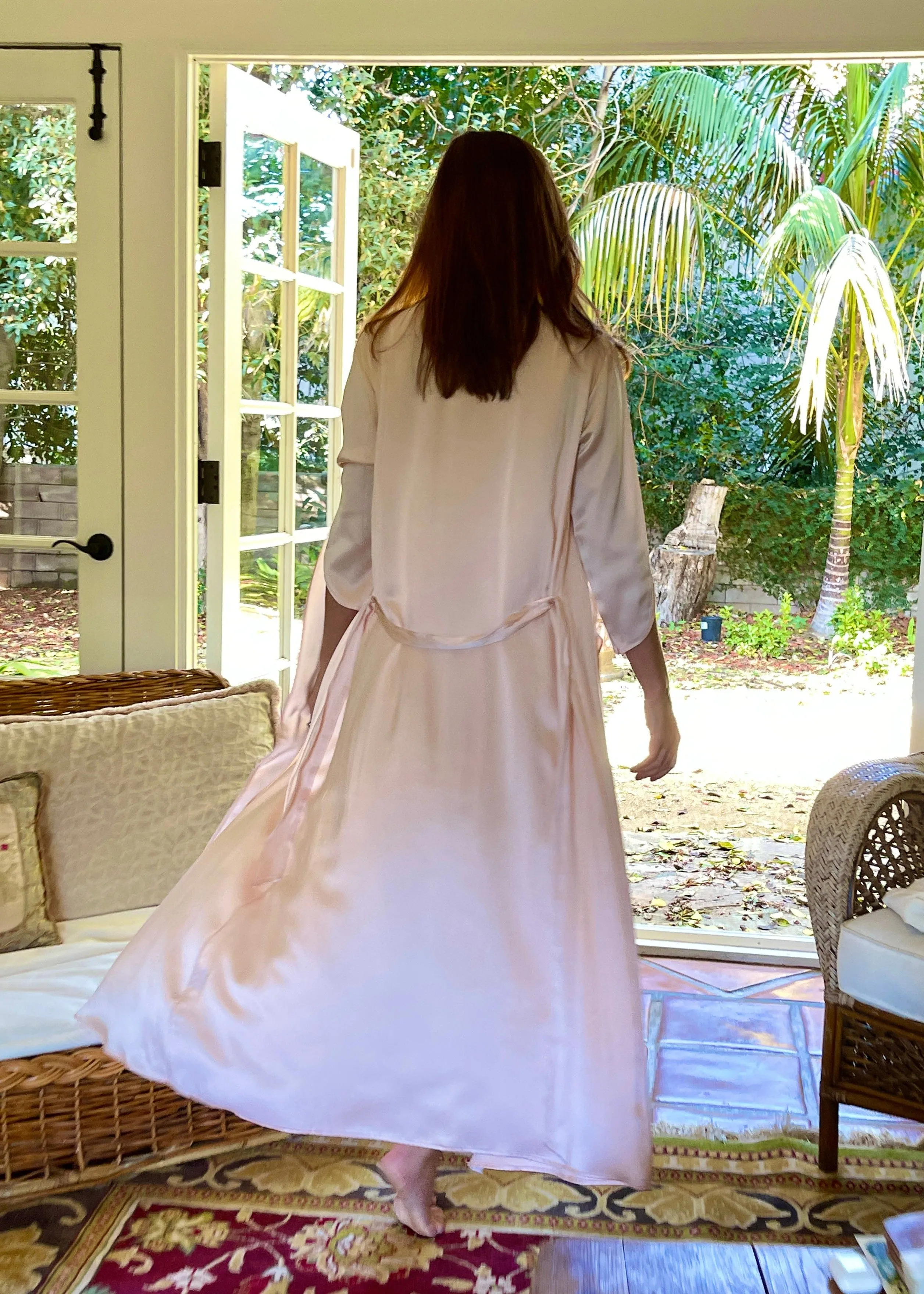 Willow Robe in Pink Silk Charmeuse