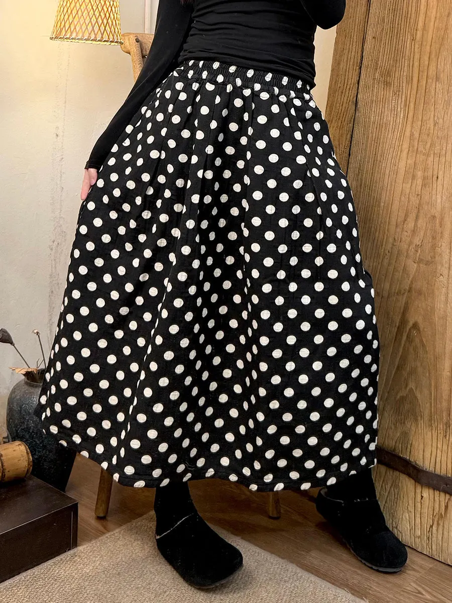 Women Autumn Casual Dot Cotton Skirt