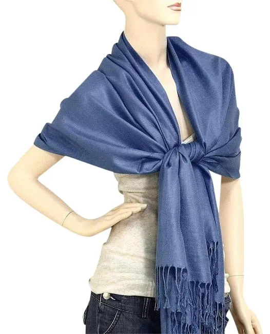 Women's Elegant 100% Viscose All Season Blue Pashmina Wrap! 27x67!