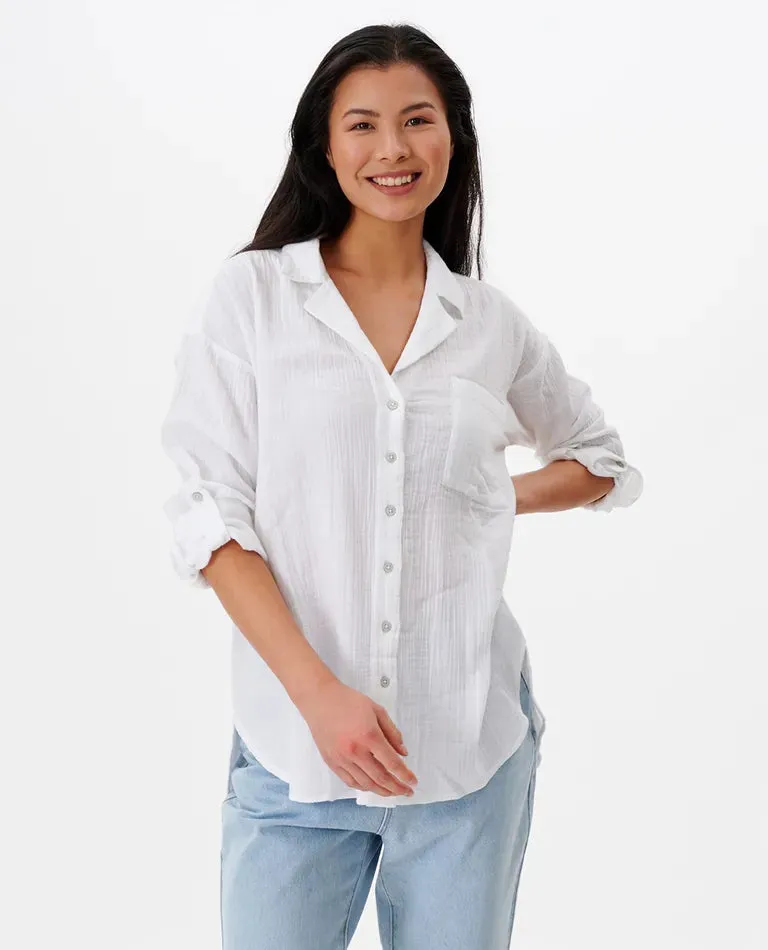 Women's Premium Surf Long Sleeve Button Up Shirt
