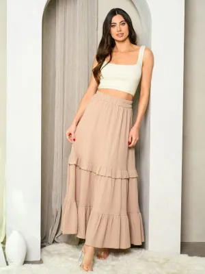 WOMEN'S RUFFLE TIERED MAXI SKIRT