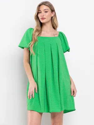 WOMEN'S SHORT PUFF SLEEVES  DETAILED TIERED TUNIC MINI DRESS