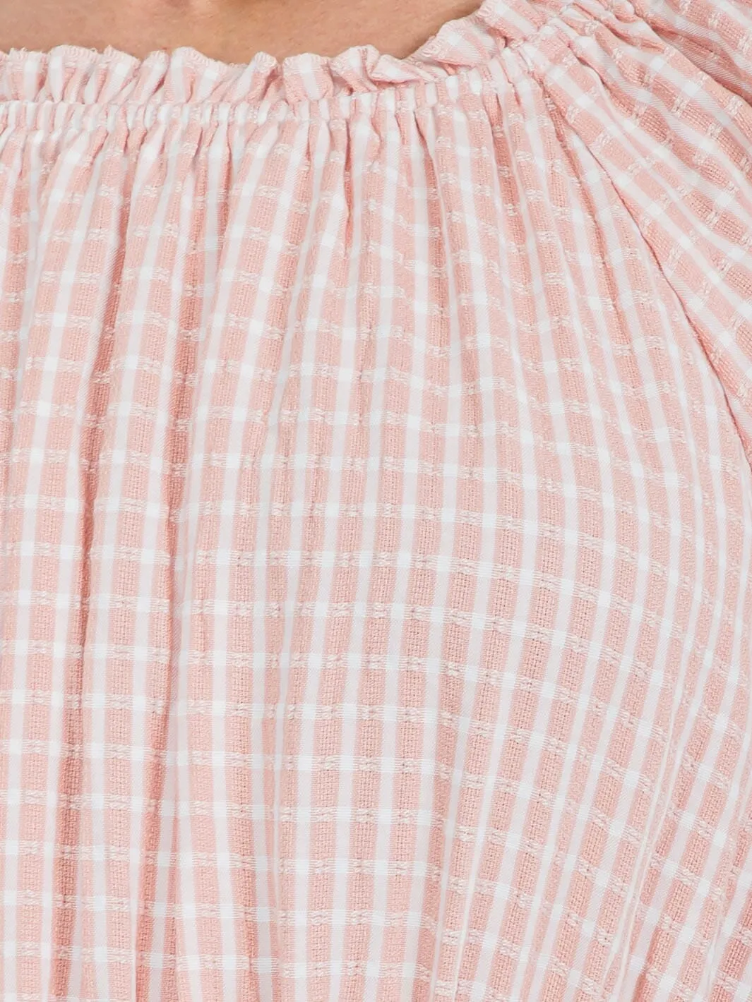 WOMEN'S SHORT SLEEVE ELASTIC WAIST POCKETS PLAID MINI DRESS