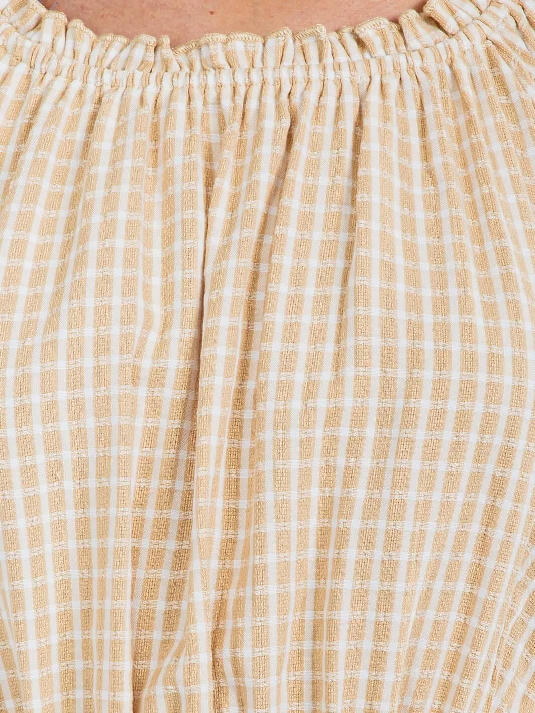 WOMEN'S SHORT SLEEVE ELASTIC WAIST POCKETS PLAID MINI DRESS