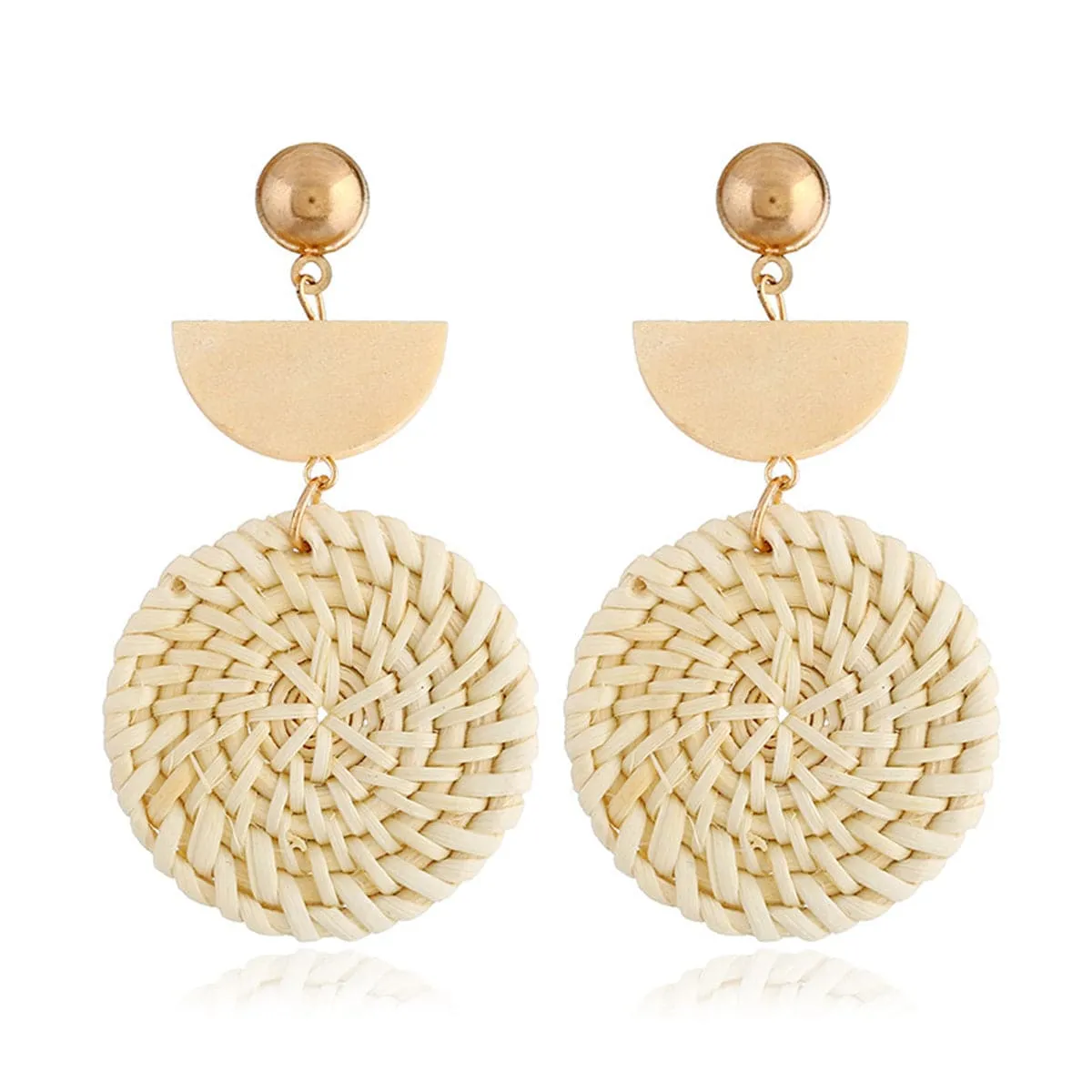 Wood & Rattan Tiered Drop Earrings