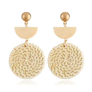 Wood & Rattan Tiered Drop Earrings