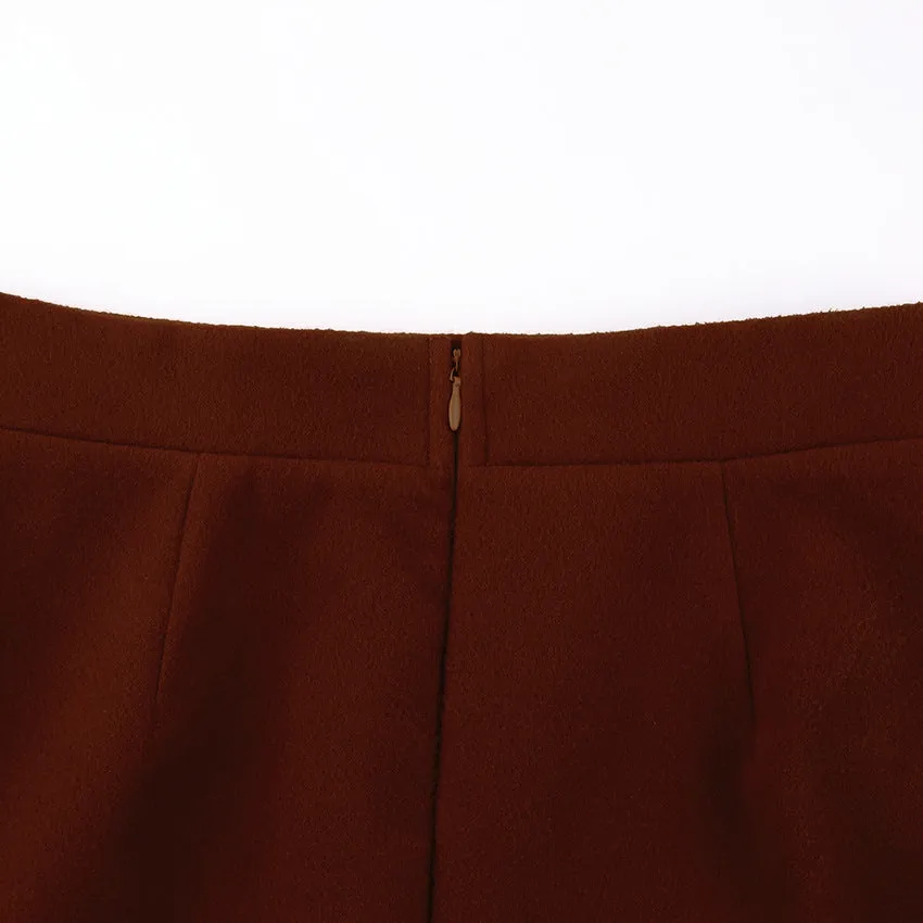 Woolen Lace-up Blazers Outerwear Skirt Midi Dresses Two-piece Set
