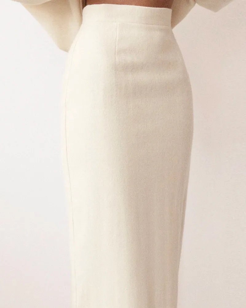 Woolen Lace-up Blazers Outerwear Skirt Midi Dresses Two-piece Set