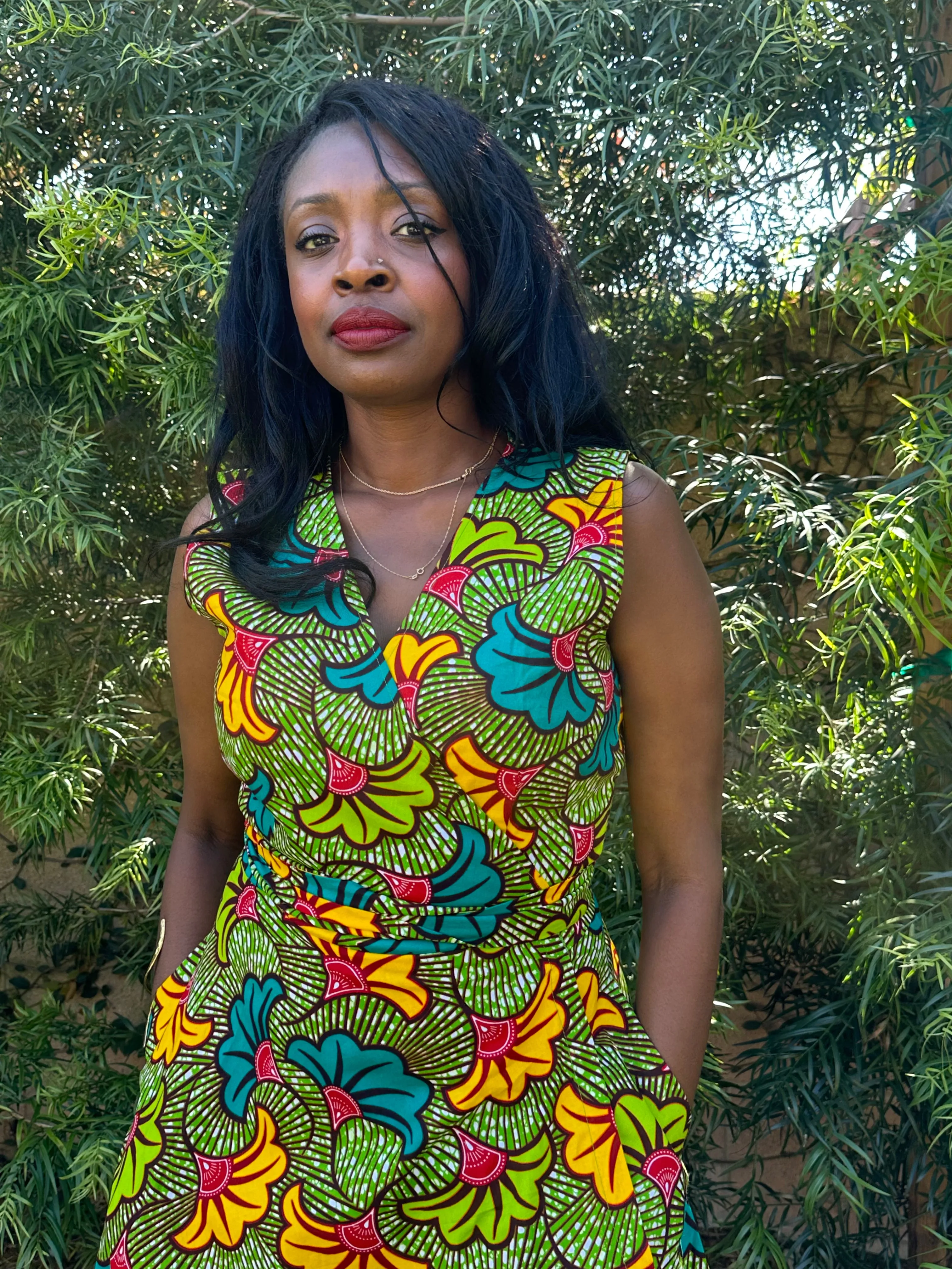 Wrap Dress "Salad Leaves Green/Yellow"