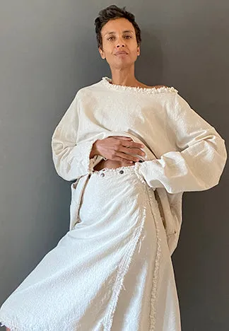 WRAP SNAP SKIRT RAW HEAVY COTTON