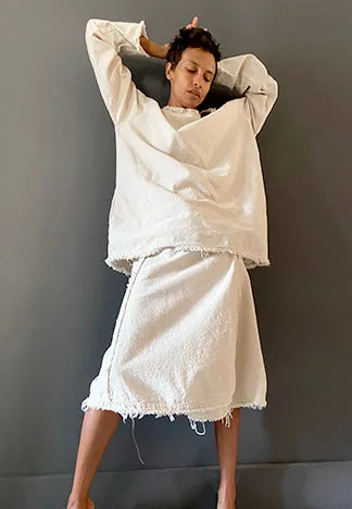 WRAP SNAP SKIRT RAW HEAVY COTTON