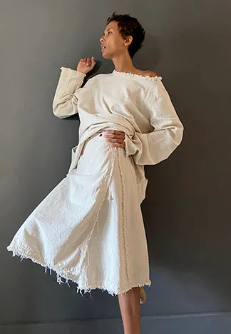 WRAP SNAP SKIRT RAW HEAVY COTTON