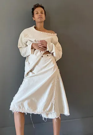 WRAP SNAP SKIRT RAW HEAVY COTTON