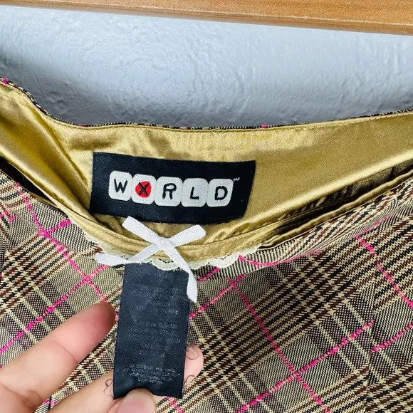 WXRLD Y2K Vintage Plaid 90s Grunge School Girl Preppy Mini Pleated Skirt