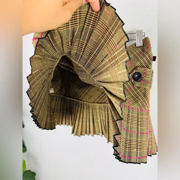 WXRLD Y2K Vintage Plaid 90s Grunge School Girl Preppy Mini Pleated Skirt