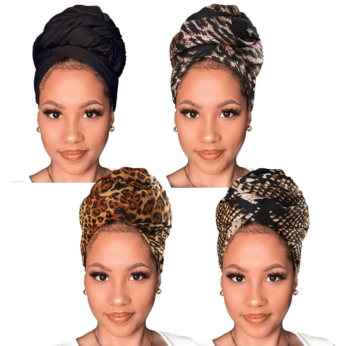 Xtrend Stretch Head Wrap Scarf Stretch Turban Long Hair Scarf Wrap Solid Color Soft Head Band Tie
