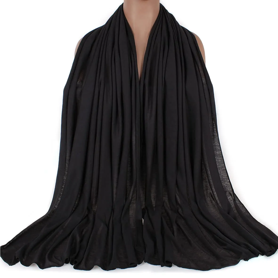 Xtrend Stretch Head Wrap Scarf Stretch Turban Long Hair Scarf Wrap Solid Color Soft Head Band Tie