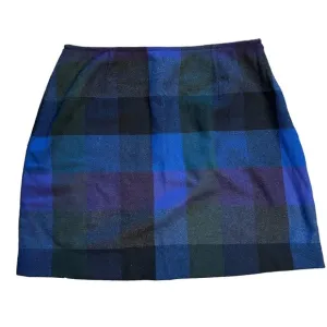 Y2K Vintage The Limited Wool Blend Purple/Green/Blue Checkered Mini Skirt Size 4
