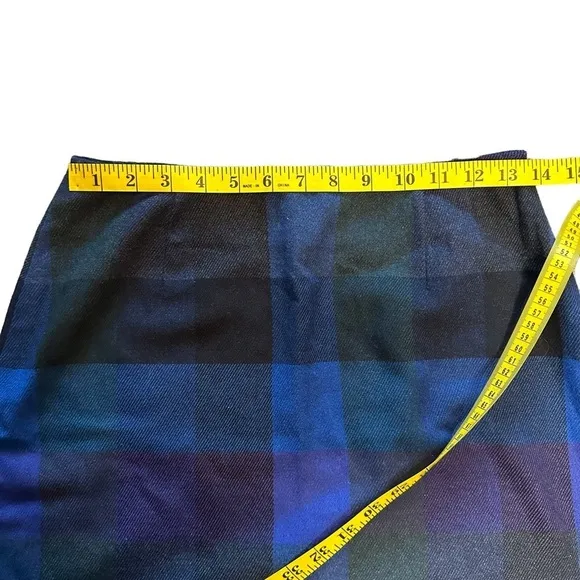 Y2K Vintage The Limited Wool Blend Purple/Green/Blue Checkered Mini Skirt Size 4
